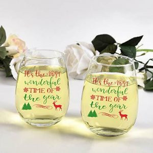 Christmas Stemless Wine Glasses