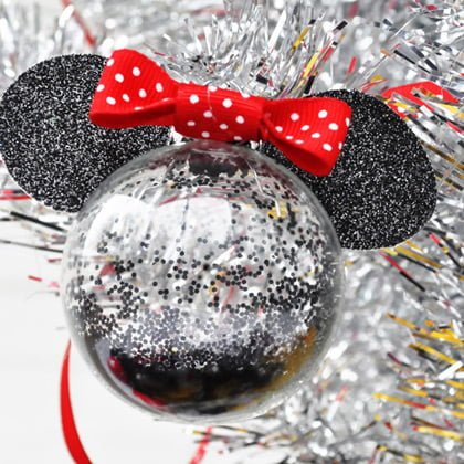 Minnie Mouse Glitter Ornaments