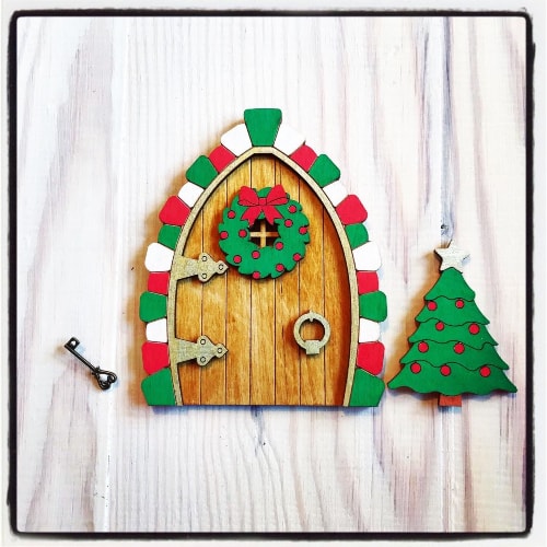 Wooden Christmas Elf Fairy Door
